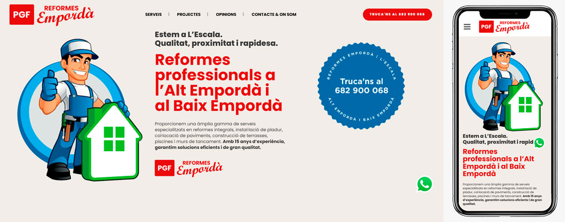 Web de la empresa Reformes Empordà de reformas integrales en Empordà Girona diseñado por The Webmaster